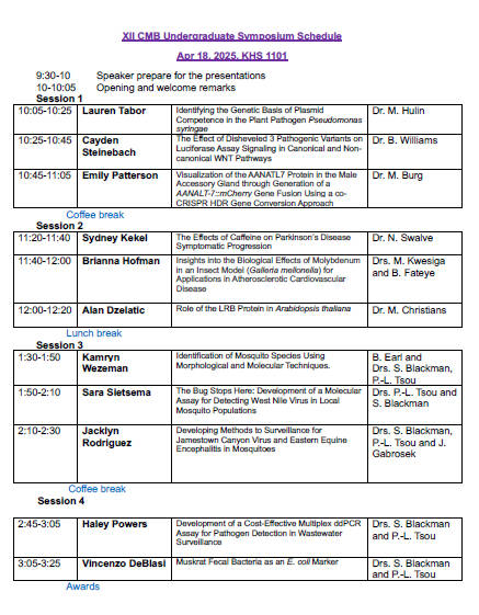 Schedule for CMB Symposium